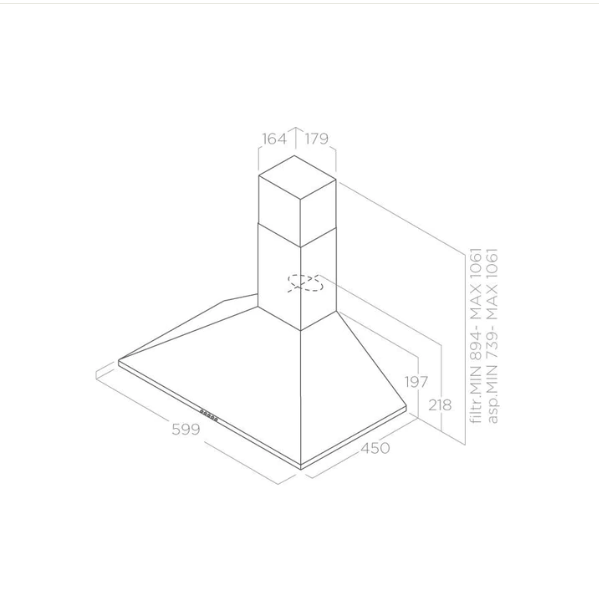Hotă Antracit Berlin Montaj Pe Perete 60cm AN/A/60, Elica